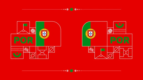 Bandeira Portugal Para 2022 Torneio Copa Futebol Bandeira Seleção Nacional — Vetor de Stock