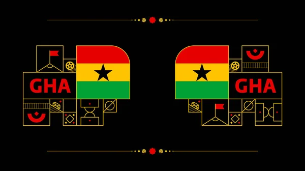 Флаг Ганы Турнире Футболу 2022 Года Отдельный Флаг Национальной Сборной — стоковый вектор