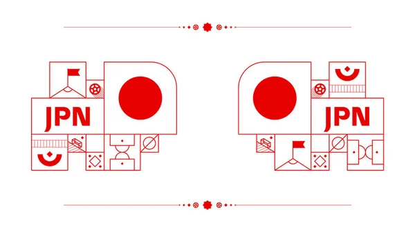Japansk Flagga För 2022 Fotboll Cup Turnering Isolerad National Team — Stock vektor