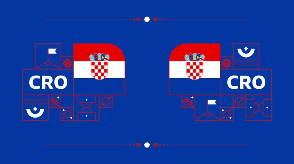 Bandera Croatia Para Torneo Copa Fútbol 2022 Aislado Bandera Selección — Vector de stock