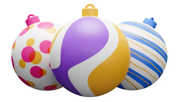Рождество Изолированы Красочные Безделушки Мяч Рендеринга Иллюстрации Новым Годом Рендеринг — стоковое фото