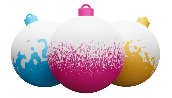 Рождество Изолированы Красочные Безделушки Мяч Рендеринга Иллюстрации Новым Годом Рендеринг — стоковое фото