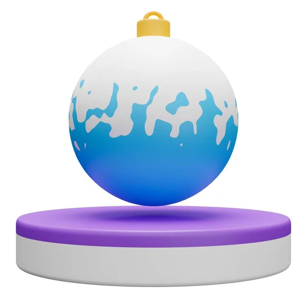 Natal Pódio Isolado Com Bola Bugiganga Colorida Para Exibição Produto — Fotografia de Stock