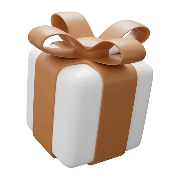 Rendern Isolierte Geschenkbox Realistische Geschenkschachtel Aus Weißem Papier Mit Goldener — Stockfoto