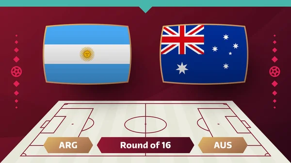 Argentina Australia Playoff Partita Calcio 2022 2022 World Football Championship — Vettoriale Stock
