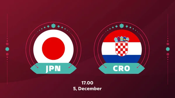Japan Croatia Playoff Match Football 2022 2022 챔피언 스포츠 챔피언 — 스톡 벡터