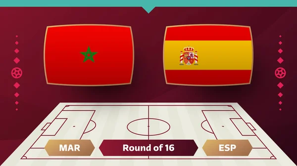 Morocco Španělsko Play Kolo16 Zápas Fotbal2022 2022 Mistrovství Světa Fotbale — Stockový vektor