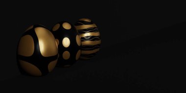 easter gold egg 3d render illustration minimal concept.