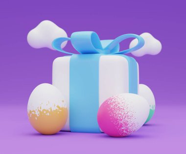 easter egg gift box 3d illustration.