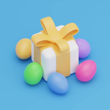 easter egg gift box 3d isometric illustration.