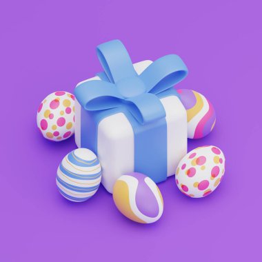 easter egg gift box 3d isometric illustration.
