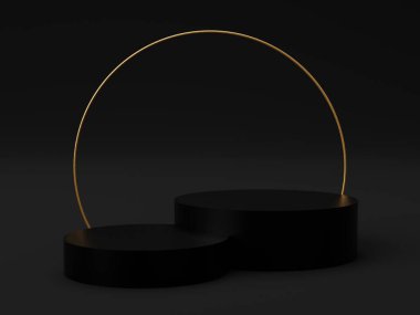 black podium product display 3d render.