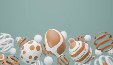 Falling easter egg 3d render background.