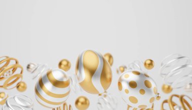 Falling easter egg 3d render background.