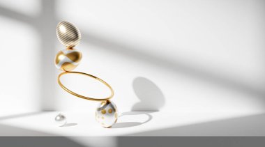 Easter eggs balanced creative meditation 3d render.