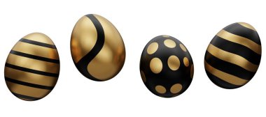 gold egg falling easter 3d render illustration.