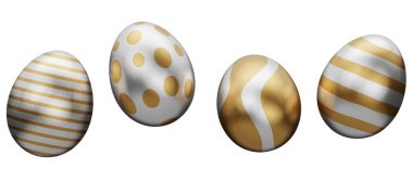 gold egg falling easter 3d render illustration.