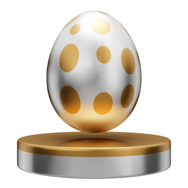 Altın yumurta podyumu Paskalya 3d illüstrasyon.
