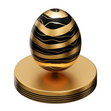 Altın yumurta podyumu Paskalya 3d illüstrasyon.