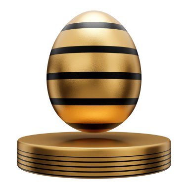 Altın yumurta podyumu Paskalya 3d illüstrasyon.