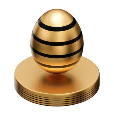 Altın yumurta podyumu Paskalya 3d illüstrasyon.