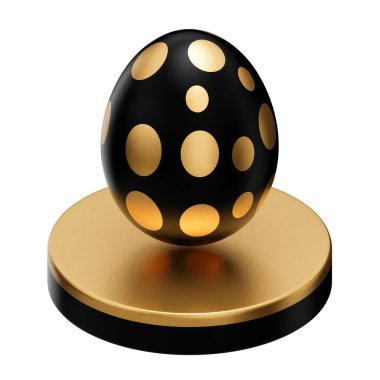 Altın yumurta podyumu Paskalya 3d illüstrasyon.