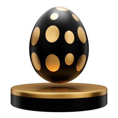 Altın yumurta podyumu Paskalya 3d illüstrasyon.