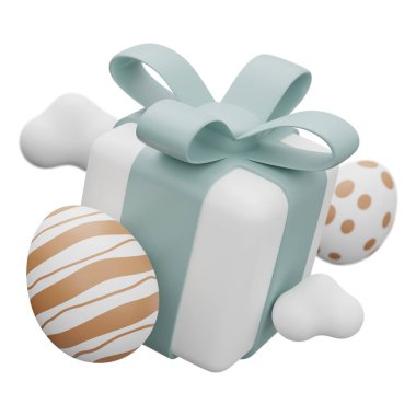 easter egg gift box levitation 3d illustration.