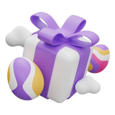 easter egg gift box levitation 3d illustration.