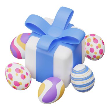 easter egg gift box 3d isometric illustration.