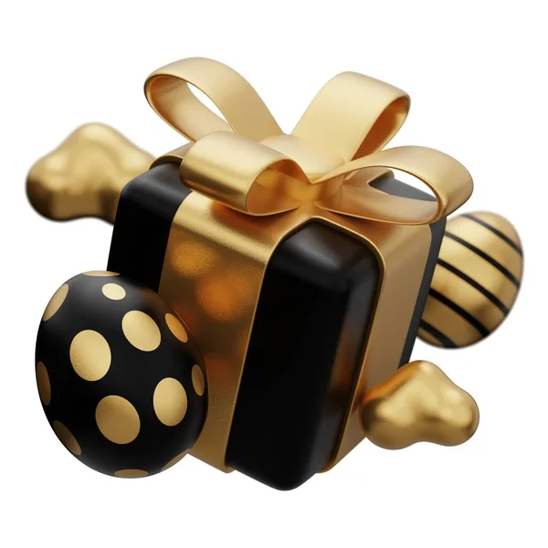Пасхальное Золото Яйцо Левитация Коробка Подарка Иллюстрация — стоковое фото