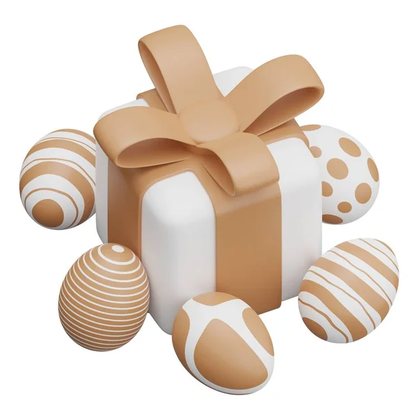 Easter Gold Egg Gift Box Isometric Illustration — 图库照片