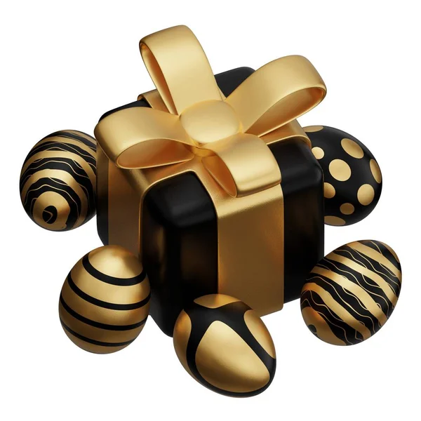 Яйцо Пасхального Золота Подарочная Коробка Изометрическая Иллюстрация — стоковое фото