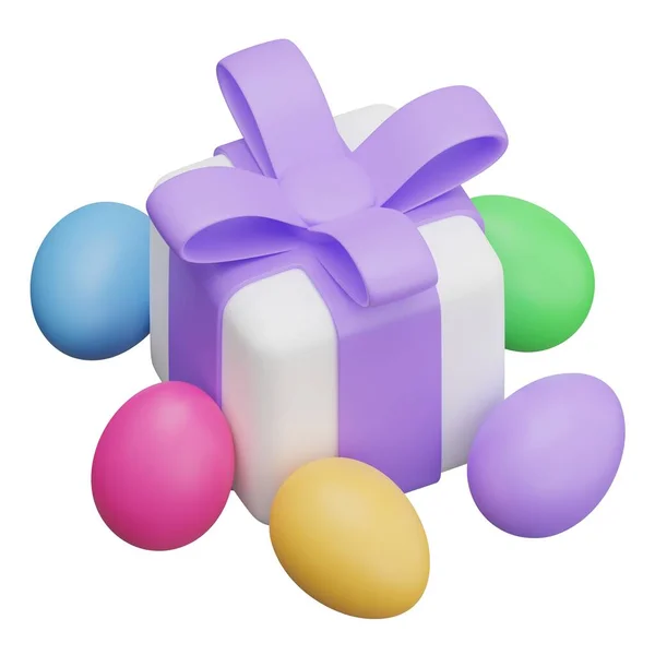 Easter Egg Gift Box Isometric Illustration — Stok fotoğraf