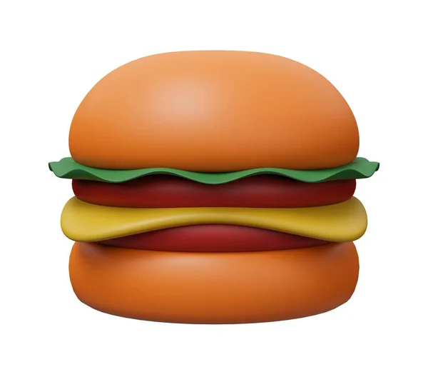 Burger Vykreslit Ikonu Kreslený Obrázek Minimální Ikony — Stock fotografie