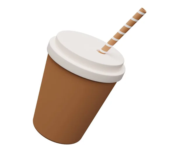 Paper Cup Tube Render Cartoon Minimal Icon Illustration — Stock Photo, Image