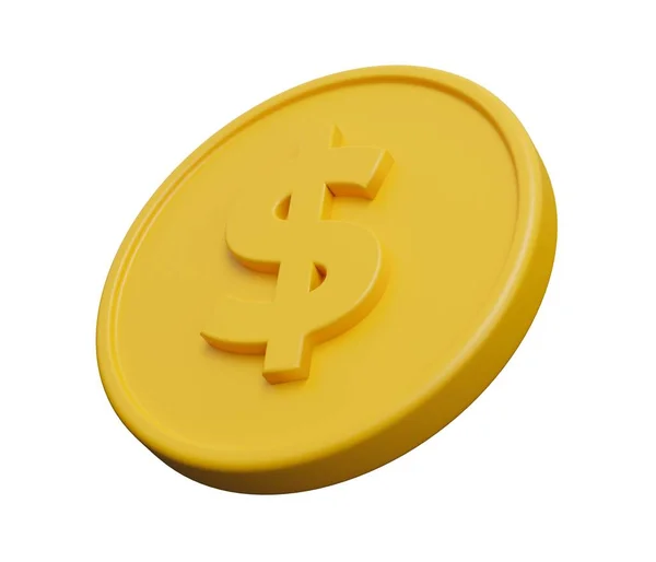 Moneda Dólar Amarillo Renderizar Dibujos Animados Icono Mínimo Ilustración — Foto de Stock