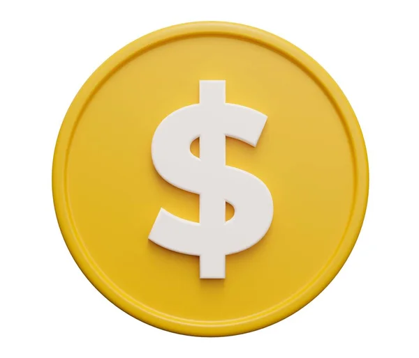 Монета Долар Жовтий Візуалізація Мультфільму Мінімальна Ілюстрація Піктограми — стокове фото