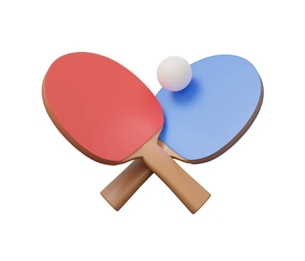 Ping Pong Racket Render Cartoon Minimal Icon Illustration — Stock Photo, Image