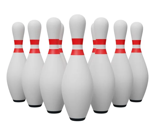 Group Bowling Pin Render Render Cartoon Minimal Icon Illustration — Stock Photo, Image
