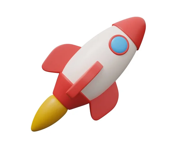 ロケット宇宙船3Dアイコン — ストック写真