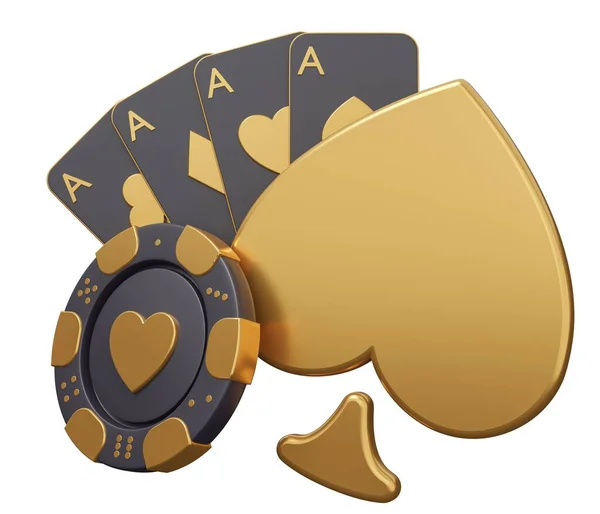 Καζίνο Πόκερ Χρυσό Εικόνα Καθιστούν Ελάχιστη Δημιουργική Απεικόνιση Τυχερών Παιχνιδιών — Φωτογραφία Αρχείου