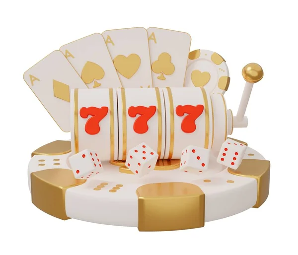 777 Kasyno Poker Renderować Minimalny Twórczy Hazard Ilustracja — Zdjęcie stockowe
