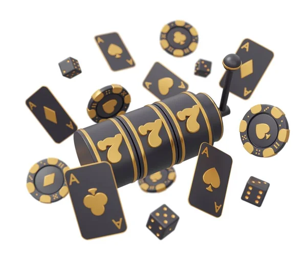 777 Casino Poker Gold Render Minimal Creative Gambling Illustration — Stock Photo, Image