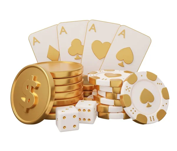 Золото Покере Казино Сделать Минимальную Творческую Иллюстрацию Азартных Игр — стоковое фото