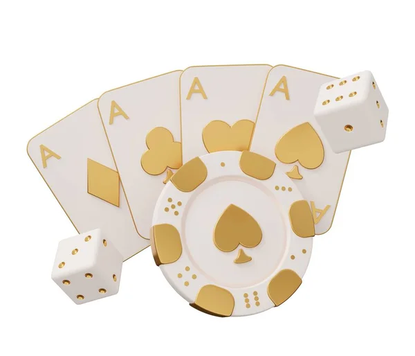 Casino Poker Ouro Render Mínimo Criativo Jogos Azar Ilustração — Fotografia de Stock