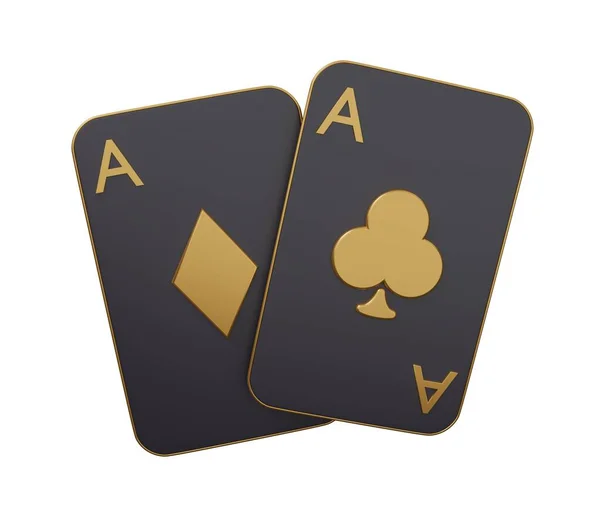 Ace Two Cards Isolated Minimal Render Illustration Cartoon Trendy Style — Stock Photo, Image