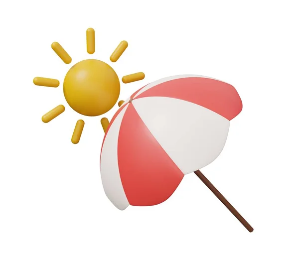 sun umbrella 3d icon. isolated minimal 3d render illustration in cartoon trendy style.
