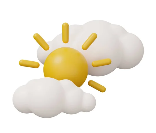 Sonne Bewölkt Wetter Isolierte Minimale Darstellung Cartoon Trendstil — Stockfoto