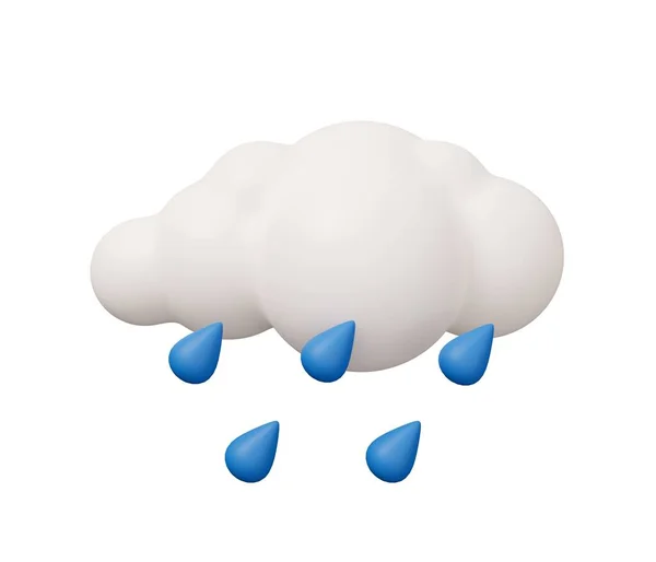 Chmura Deszczowa Pogoda Odizolowany Minimalny Renderowania Ilustracji Kreskówki Modny Styl — Zdjęcie stockowe